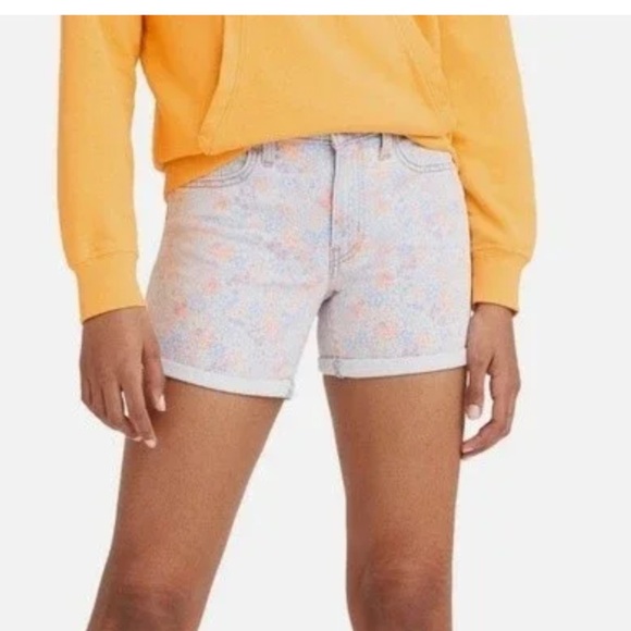 LEVI'S MID LENGTH WOMEN'S Denim Jean SHORTS CAITLYN FLORAL INDIGO Sz 27 NWT New - Picture 5 of 5